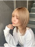 青木／ナチュラルミディアムウルフレイヤー/10代20代30代新宿