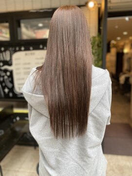 サロン ハナノ(Salon Hanano) 大人かわいいロングレイヤー明るめオリーブベージュ前髪あり