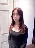 チェリーレッドワインレッド暖色ブリーチ無しレイヤー