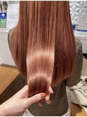 オレンジベージュアプリコット艶髪オーガニックカラー髪質改善