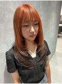 レイヤーカット×キツネカラー×オレンジ