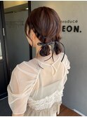 ツインお団子ヘア×黒リボン
