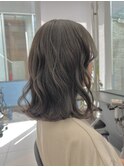 【川原】ウェーブミディアム【暗髪オリーブグレージュ】