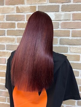 セットアップ 岡山北長瀬店(SET-UP) デザインカラーチェリーレッド×ブリーチカラー