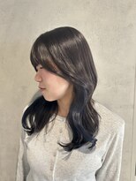 ラック(LUCK)&nbsp;ネイビーブルー/船橋/くすみベージュ/細めハイライト