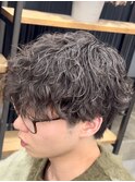波巻きシャドウパーマラウンドマッシュ