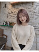 ヘアアンドメイク アース 入間店(HAIR&MAKE EARTH)&nbsp;ボブ　ピンクベージュver