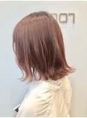 20代30代40代シアーピンク透明感くびれボブ外ハネ乾かすだけ