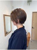 30代40代50代丸みショートボブベージュカラー☆ハンサムショート