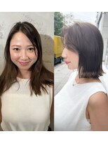 ノラ ヘアーサロン(NORA HAIR SALON)&nbsp;ナチュラル小顔前髪あり後れ毛サイドバング結べるボブくびれヘア