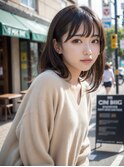 20代30代40代アッシュグレージュナチュラルボブ切りっぱなし