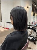 ぱつっとボブ ブリーチなしカラー 透明感カラー 長崎浜の町