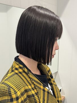 ラフ 立川(Laff) 大人ボブ 切りっぱなしボブ 黒髪スタイル 縮毛矯正 髪質改善