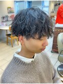 メンズラウンドマッシュツイストスパイラルパーマ