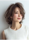白髪ぼかし脱白髪染め似合わせショートボブ40代50代60代