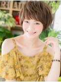 大人ハイライトカラー前下がり束感ショートc5戸頭20代30代40代