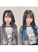 ブラック×ライトブルー#シールエクステ#イメチェン#韓国#新宿