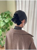 シニヨン/カチモリヘア/ベロアリボン/お呼ばれヘアアレンジ
