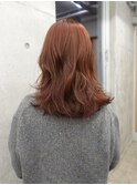 ブリーチ無しオレンジ◯オレンジカラー◯ミディアムレイヤー