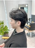 韓国マッシュ センターパート フェザーショートパーマ メンズ