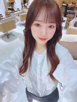韓国風/顔まわりレイヤー/ナチュラルブラウン/コテ巻き仕上げ