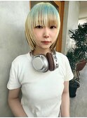ホワイトベージュ/グラデーション/エメラルドグリーン