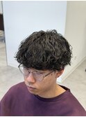波巻きツイストスパイラルツーブロック刈り上げメンズパーマ