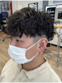 ツイストスパイラルパーマツーブロックメンズマッシュパーマ