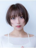 20代30代大人可愛い丸みショートショートボブオリーブベージュ