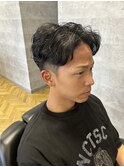 センターパートパーマ