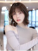 チョコグレージュ/20代30代大人かわいい/ミディアムレイヤー