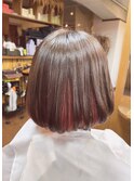 インナーカラー インナーピンク 内巻きボブ
