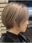 ダブルカラーショートボブインナーカラーハイライトケアブリーチ