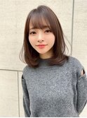 小顔似合わせカット顔周り韓国ミディアムレイヤーストレート