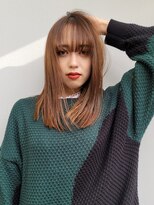 グリンプス 大濠店(Glimpse) 艶感 ベージュカラー ストレート シースルーバング 透明感