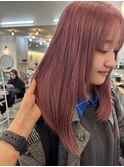 20代30代ペールピンク春カラー入学式卒業式ブリーチWカラー