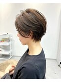 小顔ショートボブカラー大人ショートボブひし形ショートカット