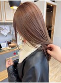 ミルクティーベージュ×ブリーチありのダブルカラー　