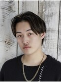 men'sフェザーパーマブルーブラックメンズブリーチなし立川
