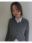 【大須　栄】バングカット　透明感グレージュ
