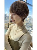 大人可愛い20代30代40代前下がりショートボブ丸みショート◎