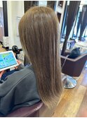 ナチュラルストレートミディ艶カラーアッシュオリーブ20代30代