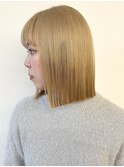 【モリオ松戸　石山】ハイトーンボブ切りっぱなしボブ前髪あり