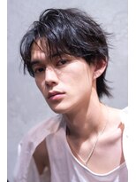 ハバナ 渋谷(HAVANA)&nbsp;メンズ波巻きセンターパート韓国風黒髪ツーブロックマッシュ