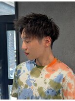 クフィア メンズヘアー カンポ 天王寺店(CUFFIA MEN'SHAIR CAMPO) ブルーブラックフェザーパーマセンター分けニュアンスパーマ