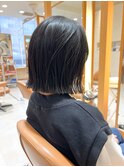 【morio】札幌ボブ　ぱつっと黒髪切りっぱなしボブ