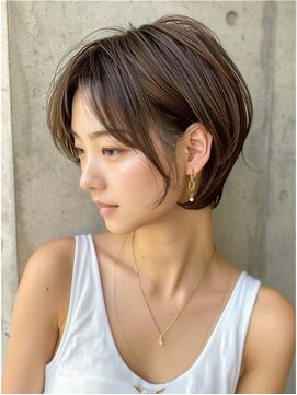アース 大曽根店(HAIR&MAKE EARTH) earthショートレイヤーボブミルクティー丸みショートボブ