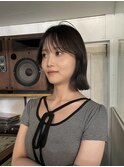 赤み消しカラーブリーチなし透明感カラーボブ