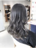 アッシュベージュ3Dカラー☆ブリーチネイビーカラーモード