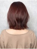 【iIIL hair lounge】切りっぱなしボブ　ピンクブラウン　高崎